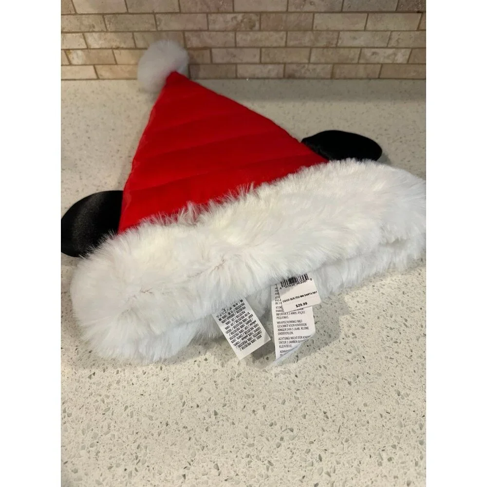Disney Parks Mickey Mouse Quilted Santa Hat‎ Ears Adult Christmas Holiday nwt